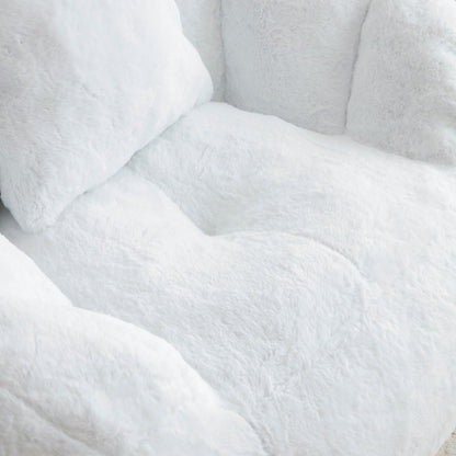 Giant Bean Bag Chair Withfootstool, Oversized Bean Bag For Adults And Kids, Faux Fur Shell-Shaped Large Chair With Filler