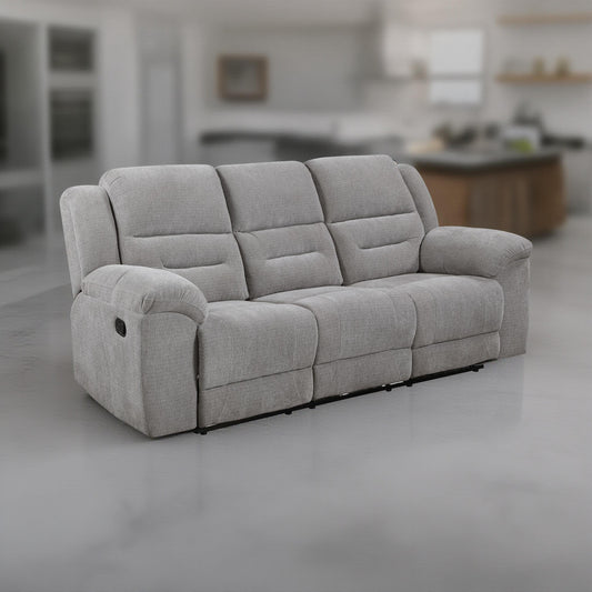 Gilo Manual Recliner Sofa, 92 Inch Light Gray, Pillow Top Armrests