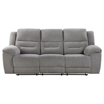 Gilo Manual Recliner Sofa, 92 Inch Light Gray, Pillow Top Armrests