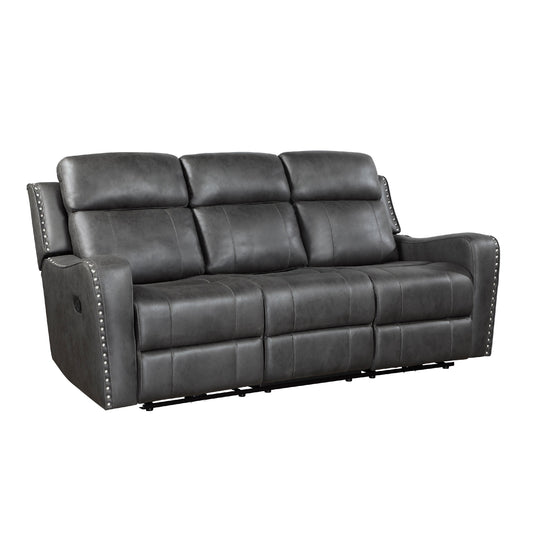 Gimo Dual Manual Recliner Sofa, Dark Gray Microfiber, 82 Inch