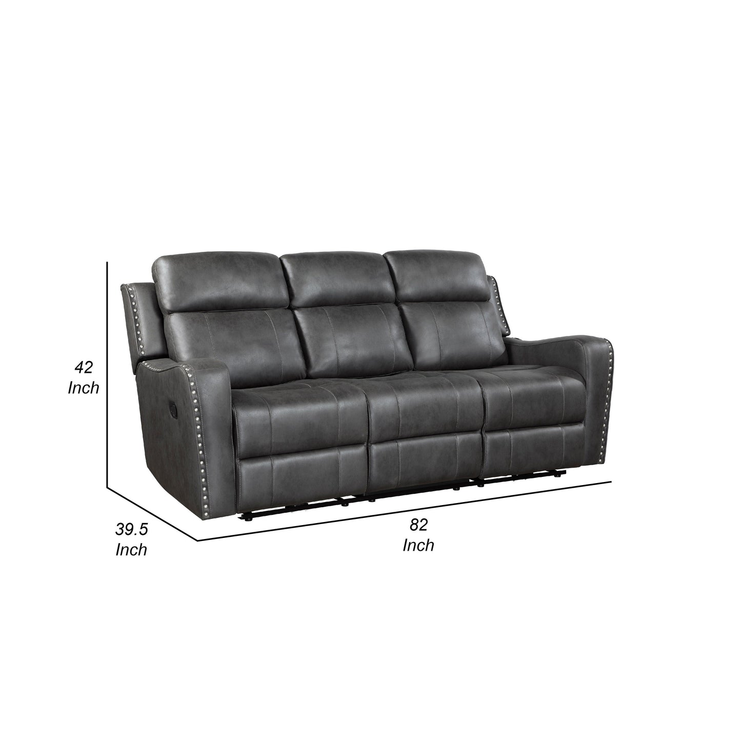 Gimo Dual Manual Recliner Sofa, Dark Gray Microfiber, 82 Inch