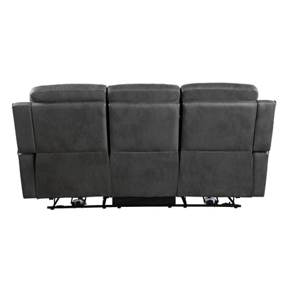 Gimo Dual Manual Recliner Sofa, Dark Gray Microfiber, 82 Inch