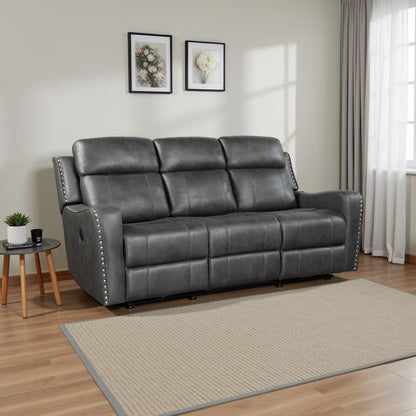 Gimo Power Recline Sofa, Dark Gray Microfiber, USB Ports, 82 Inch