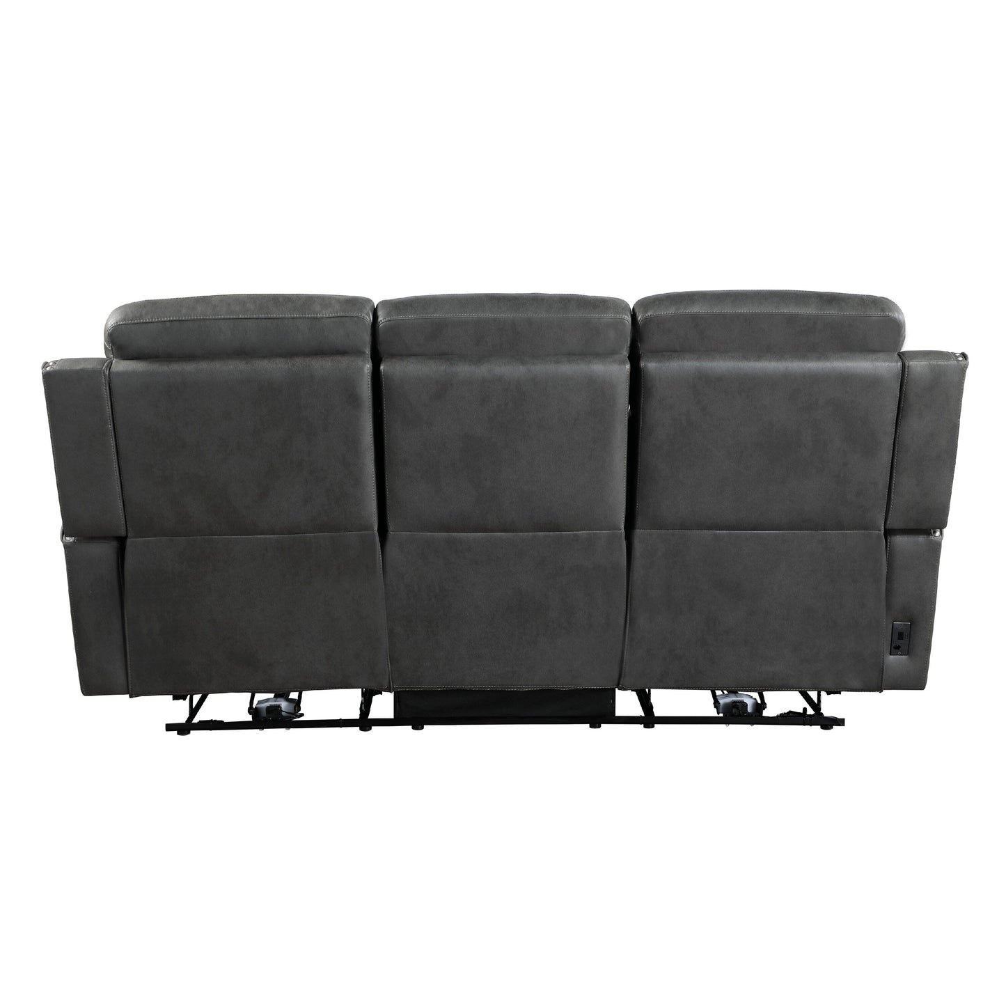 Gimo Power Recline Sofa, Dark Gray Microfiber, USB Ports, 82 Inch