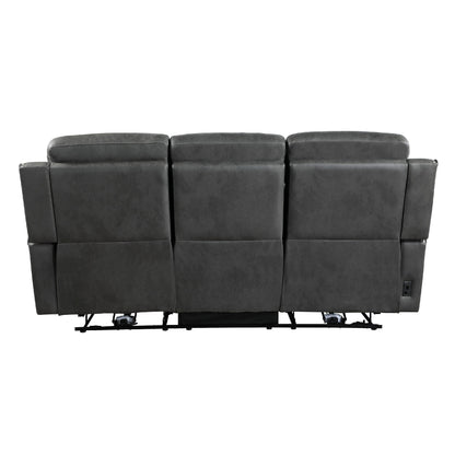 Gimo Power Recline Sofa, Dark Gray Microfiber, USB Ports, 82 Inch