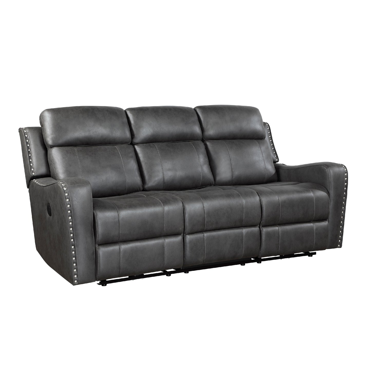Gimo Power Recline Sofa, Dark Gray Microfiber, USB Ports, 82 Inch
