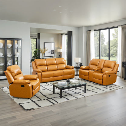 Ginger Semi PU And PVC 3-Piece Couch Living Room Sofa Set