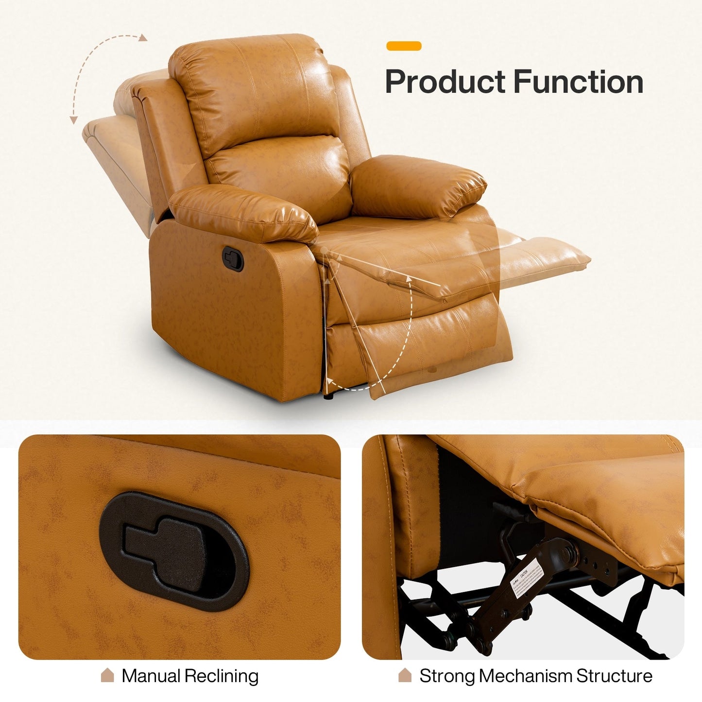 Ginger Semi PU And PVC 3-Piece Couch Living Room Sofa Set