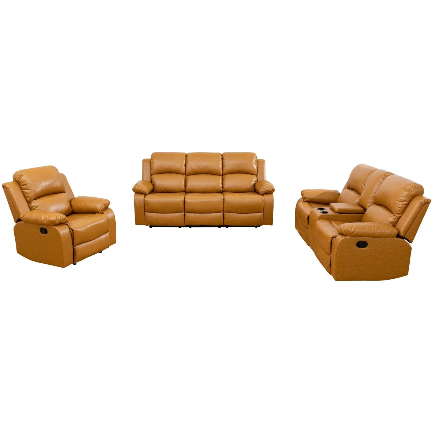 Ginger Semi PU And PVC 3-Piece Couch Living Room Sofa Set