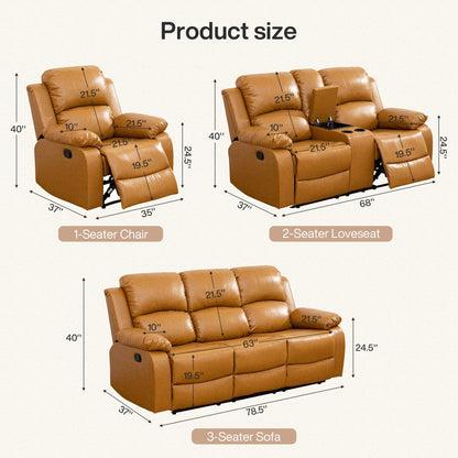 Ginger Semi PU And PVC 3-Piece Couch Living Room Sofa Set