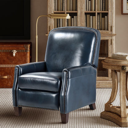 Gladis Modern Retro Genuine Leather Recliner with Nailhead Trim by HULALA HOME