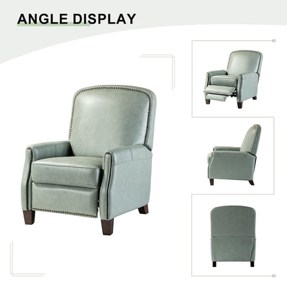Gladis Modern Retro Genuine Leather Recliner with Nailhead Trim by HULALA HOME
