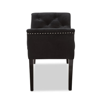 Glam Black Velvet Bench by Baxton Studio