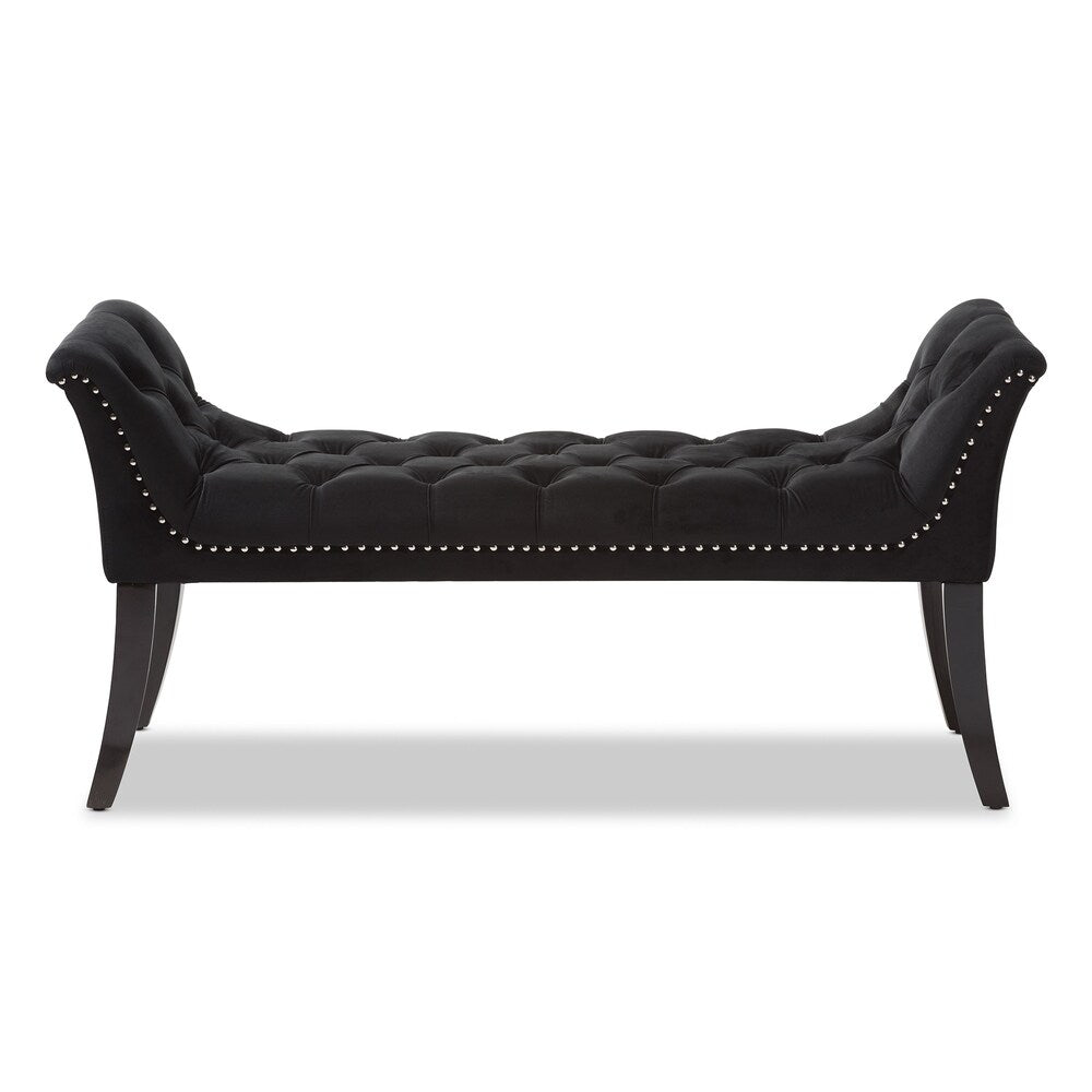 Glam Black Velvet Bench by Baxton Studio
