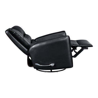 Glider Reclining Chair Swivel Motion Breathable Faux Leather Upholstery Luxury Living Room Furniture, Movie Chair