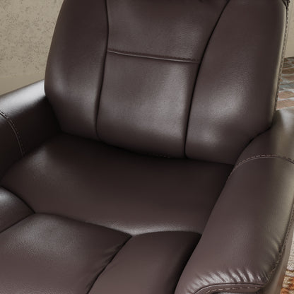 Global Home Swivel Glider Recliner with Manual Adjustable Headrest  Footrest In Faux Leather Bentley