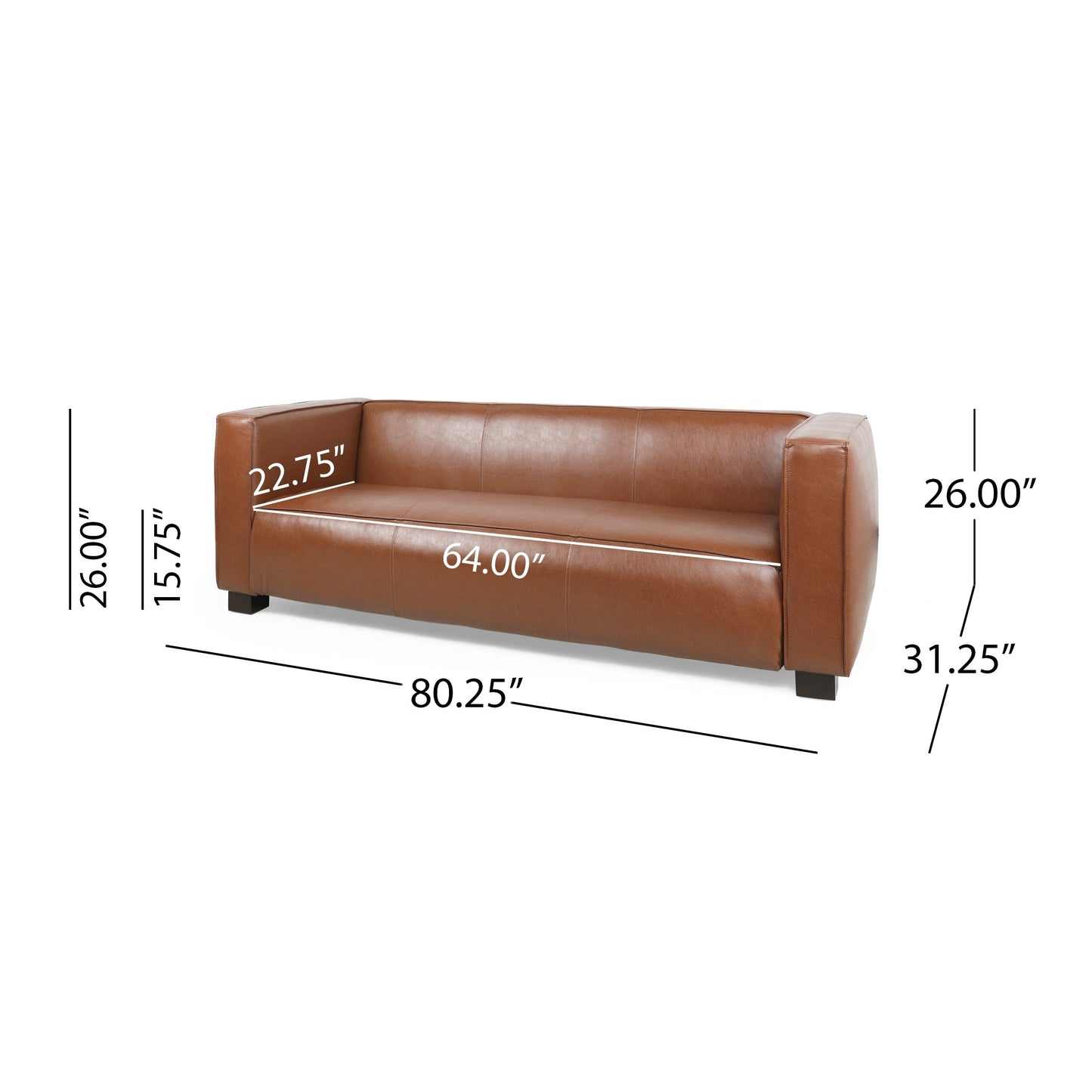 Goyette Faux Leather 3 Seater Sofa by Christopher Knight Home