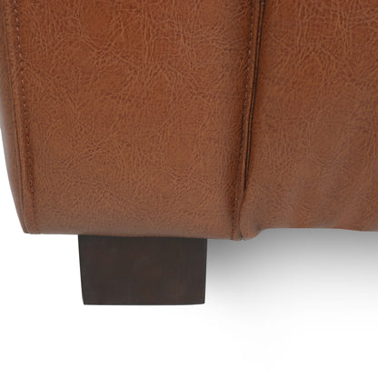 Goyette Faux Leather 3 Seater Sofa by Christopher Knight Home
