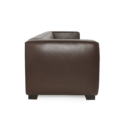 Goyette Faux Leather 3 Seater Sofa by Christopher Knight Home