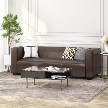 Goyette Faux Leather 3 Seater Sofa by Christopher Knight Home