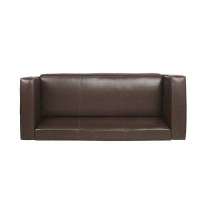 Goyette Faux Leather 3 Seater Sofa by Christopher Knight Home