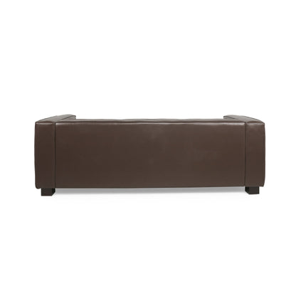 Goyette Faux Leather 3 Seater Sofa by Christopher Knight Home