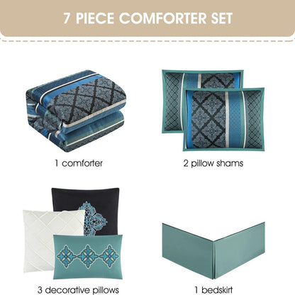 Nanshing Jensen 7 Piece Jacquard Geometric Comforter Set