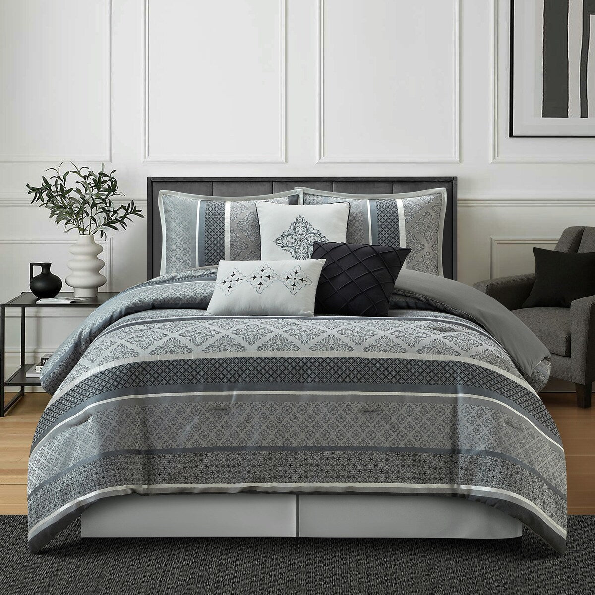 Nanshing Jensen 7 Piece Jacquard Geometric Comforter Set