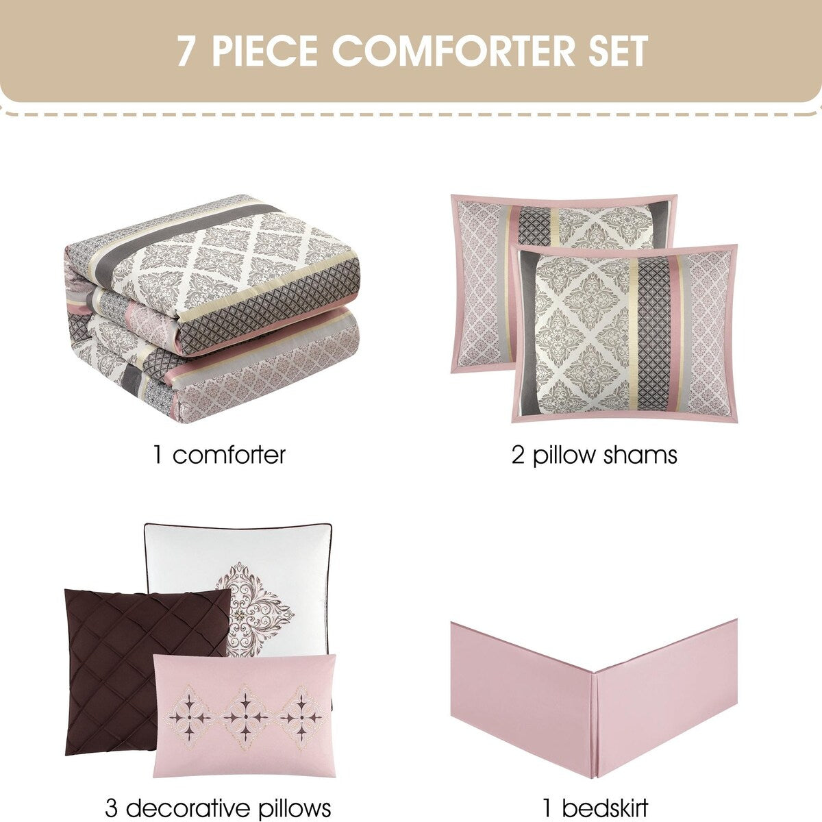 Nanshing Jensen 7 Piece Jacquard Geometric Comforter Set