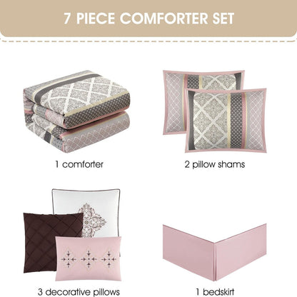 Nanshing Jensen 7 Piece Jacquard Geometric Comforter Set