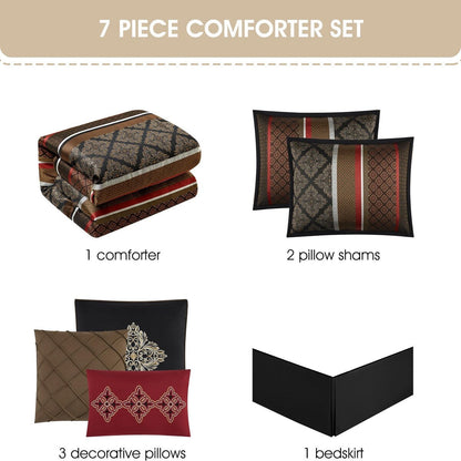 Nanshing Jensen 7 Piece Jacquard Geometric Comforter Set