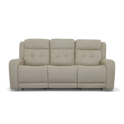Grant 87 Leather Power Reclining Sofa with Power Headrests by Flexsteel