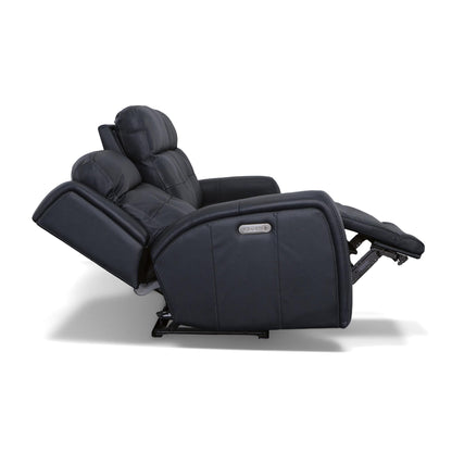 Grant 87 Leather Power Reclining Sofa with Power Headrests by Flexsteel