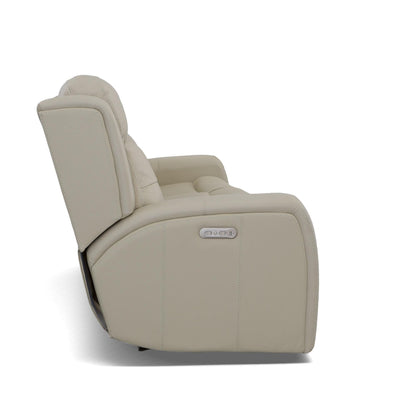 Grant 87 Leather Power Reclining Sofa with Power Headrests by Flexsteel