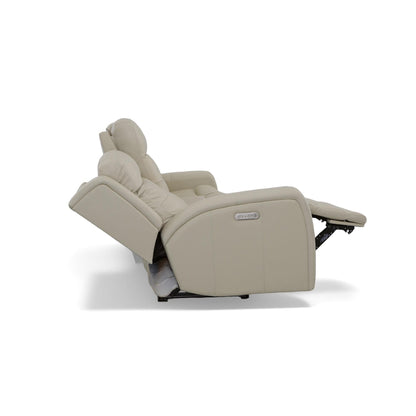 Grant 87 Leather Power Reclining Sofa with Power Headrests by Flexsteel