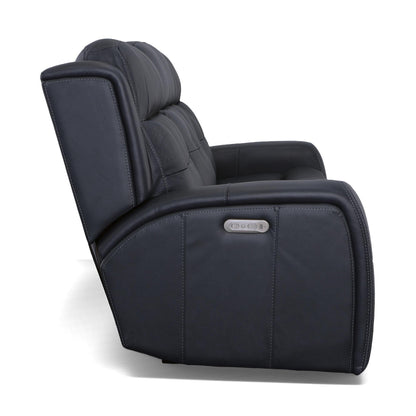 Grant 87 Leather Power Reclining Sofa with Power Headrests by Flexsteel