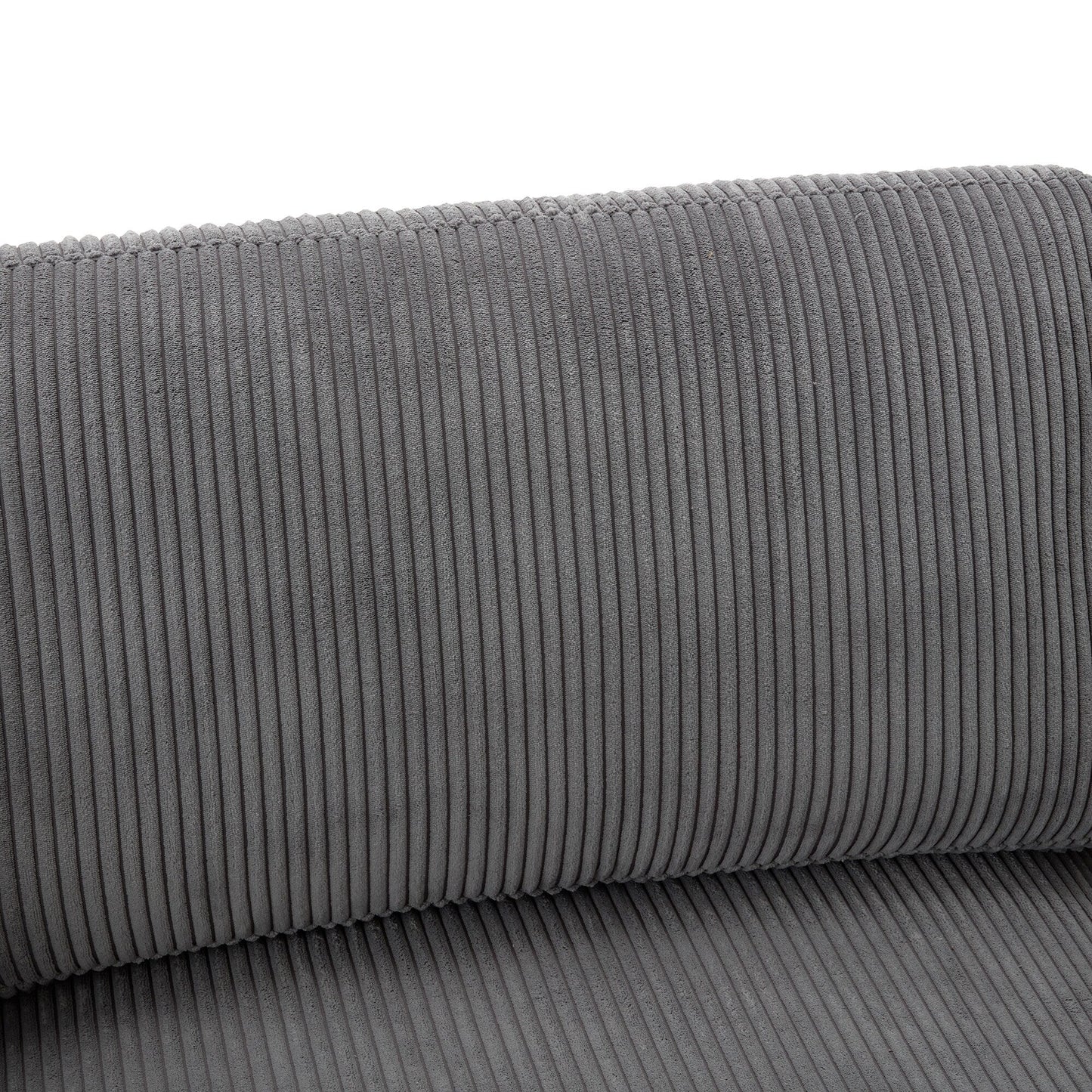 Gray 105 Corduroy Upholstered 3-seater Sofa with Removable Back Cushions and 5 Pillows for Living Room