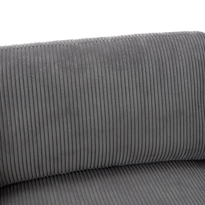 Gray 105 Corduroy Upholstered 3-seater Sofa with Removable Back Cushions and 5 Pillows for Living Room
