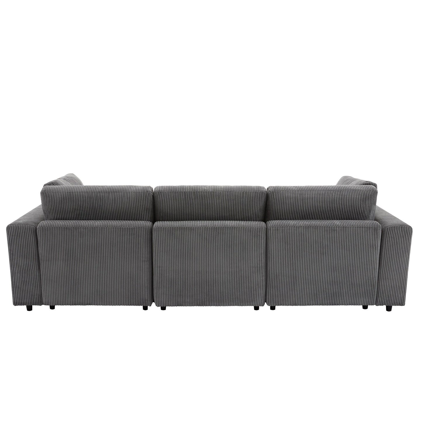 Gray 105 Corduroy Upholstered 3-seater Sofa with Removable Back Cushions and 5 Pillows for Living Room