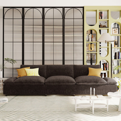 Gray 119.5 Large Polyester 3-seater Sofa with 2 Storage Units and Rubber Wood Legs for Living Room