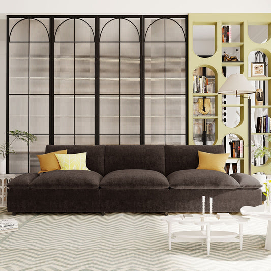 Gray 119.5 Large Polyester 3-seater Sofa with 2 Storage Units and Rubber Wood Legs for Living Room