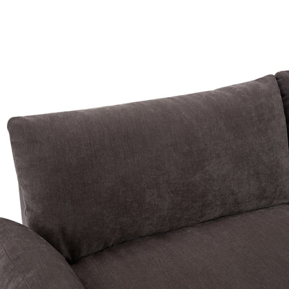 Gray 119.5 Large Polyester 3-seater Sofa with 2 Storage Units and Rubber Wood Legs for Living Room
