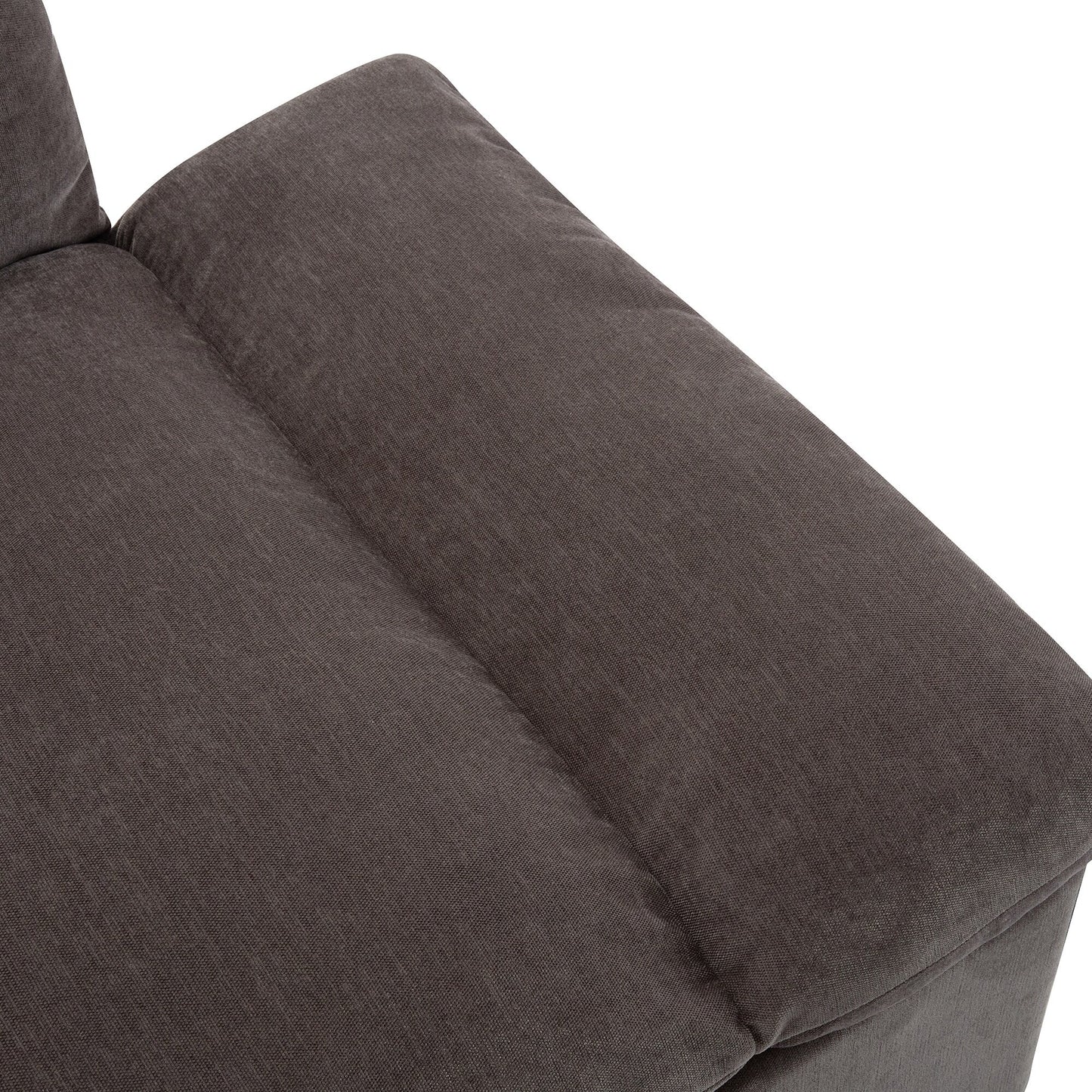 Gray 119.5 Large Polyester 3-seater Sofa with 2 Storage Units and Rubber Wood Legs for Living Room