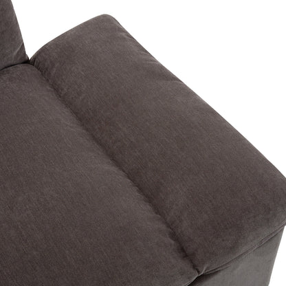 Gray 119.5 Large Polyester 3-seater Sofa with 2 Storage Units and Rubber Wood Legs for Living Room