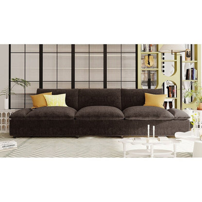 Gray 119.5 Large Polyester 3-seater Sofa with 2 Storage Units and Rubber Wood Legs for Living Room
