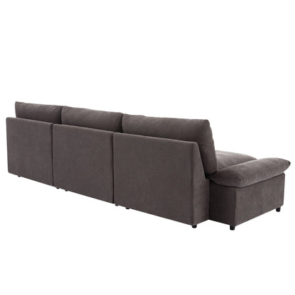 Gray 119.5 Large Polyester 3-seater Sofa with 2 Storage Units and Rubber Wood Legs for Living Room