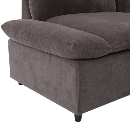 Gray 119.5 Large Polyester 3-seater Sofa with 2 Storage Units and Rubber Wood Legs for Living Room