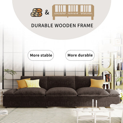 Gray 119.5 Large Polyester 3-seater Sofa with 2 Storage Units and Rubber Wood Legs for Living Room