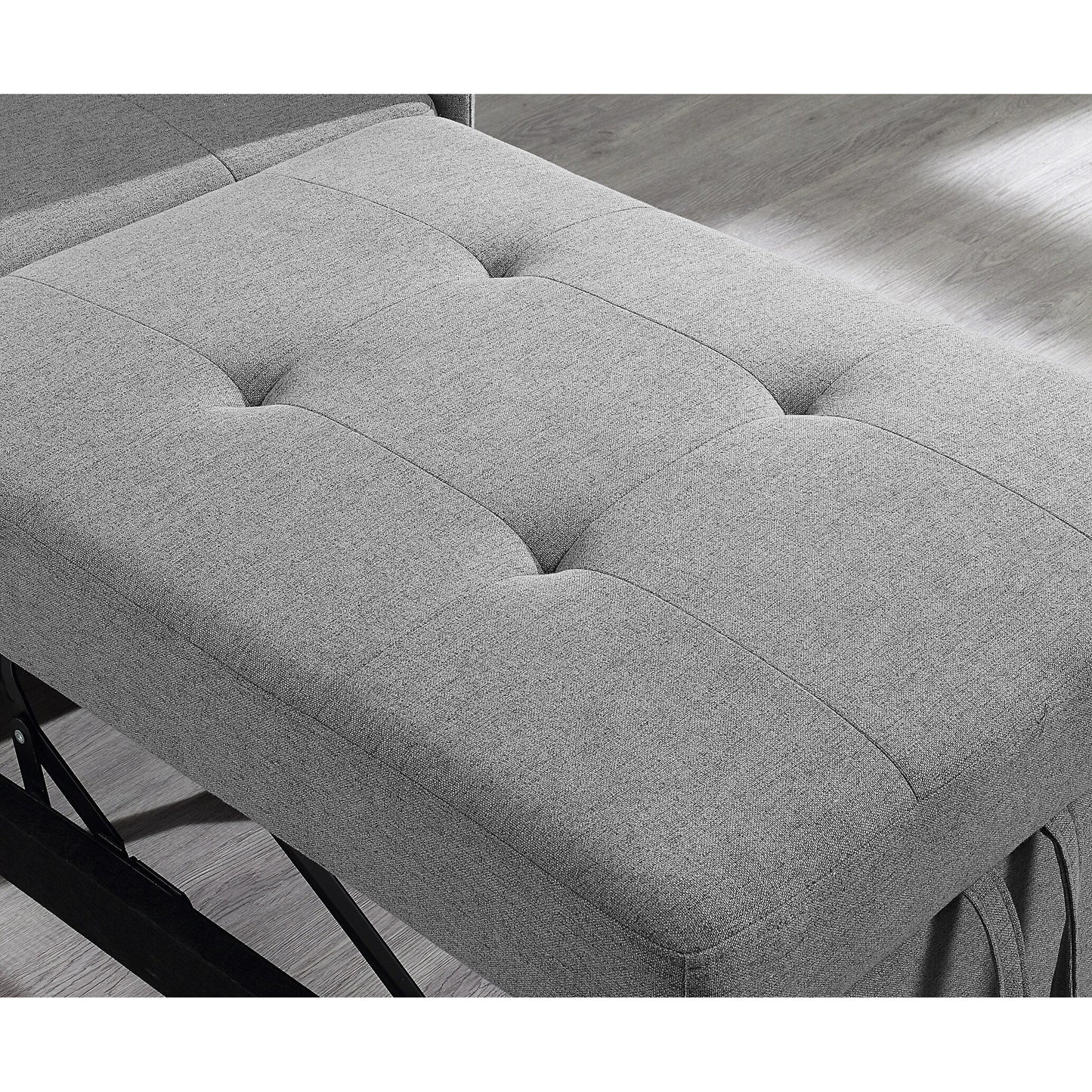 Gray 27.13 4-in-1 Single Convertible Single Sofa Bed with 6 Position Adjustable Back and 2 Pillows for Living Room
