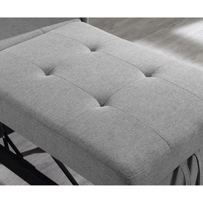 Gray 27.13 4-in-1 Single Convertible Single Sofa Bed with 6 Position Adjustable Back and 2 Pillows for Living Room